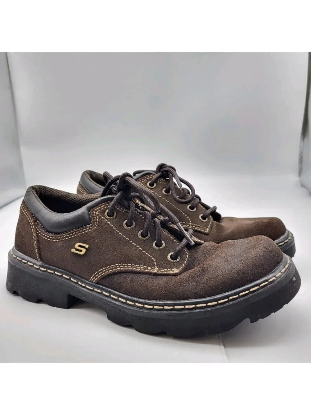 VTG Womens Skechers USA Y2K Chunky Lug Brown Leather SZ 7 Throwback